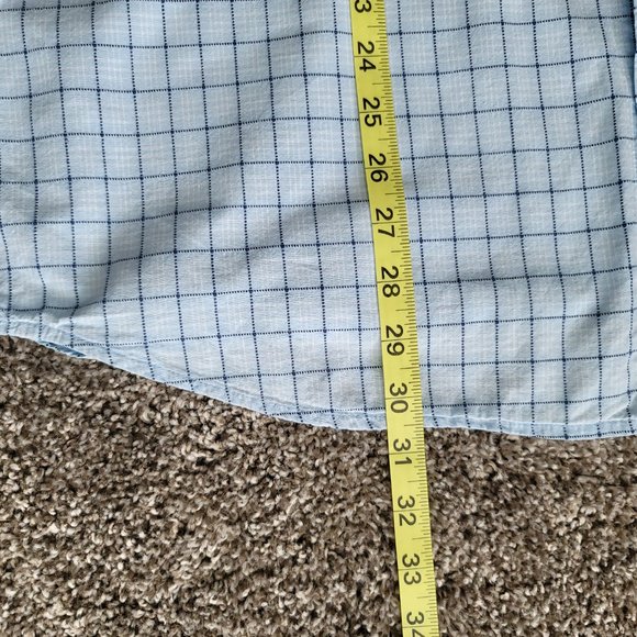 U.S. Expedition Men’s Large Size L Button Up Short Sleeve Blue White Pla… - Picture 7 of 8